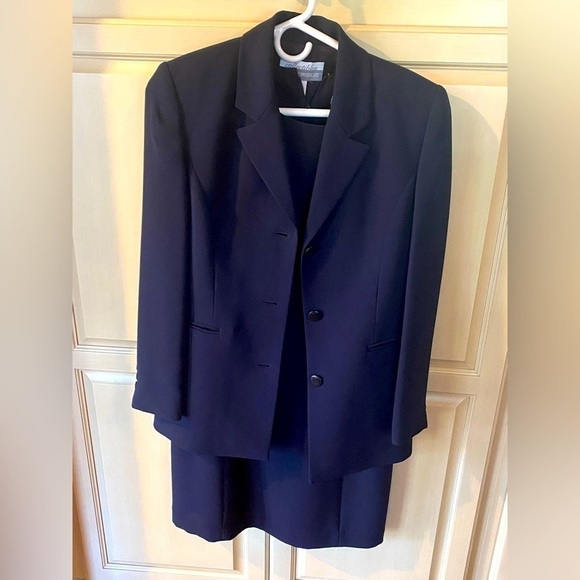 Petite Sophisticate Navy Blue Dress Suit with Jacket - Picture 1 of 9